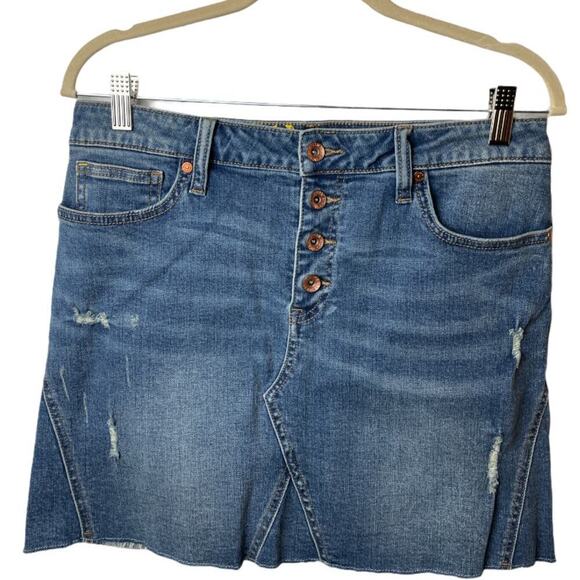Nautica Dresses & Skirts - Nautica Blue Distressed Button Fly Denim Skirt